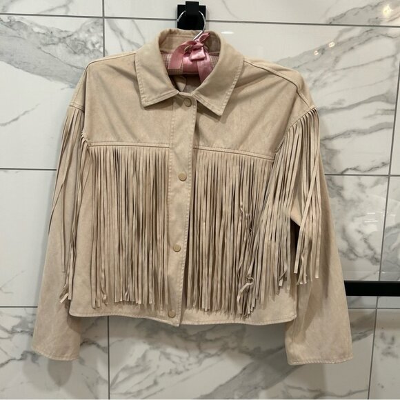 Zara Jackets & Blazers - Zara faux suede jacket with fringes size M